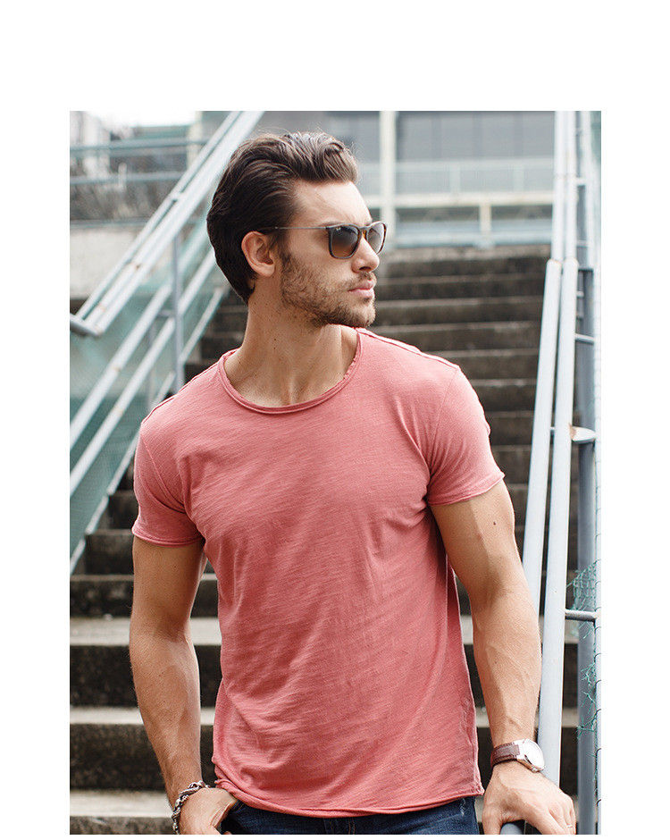 Thumbnail: 100% Cotton Men T-shirt Casual Soft Fitness Summer Thin T-shirts Men's Home Clot