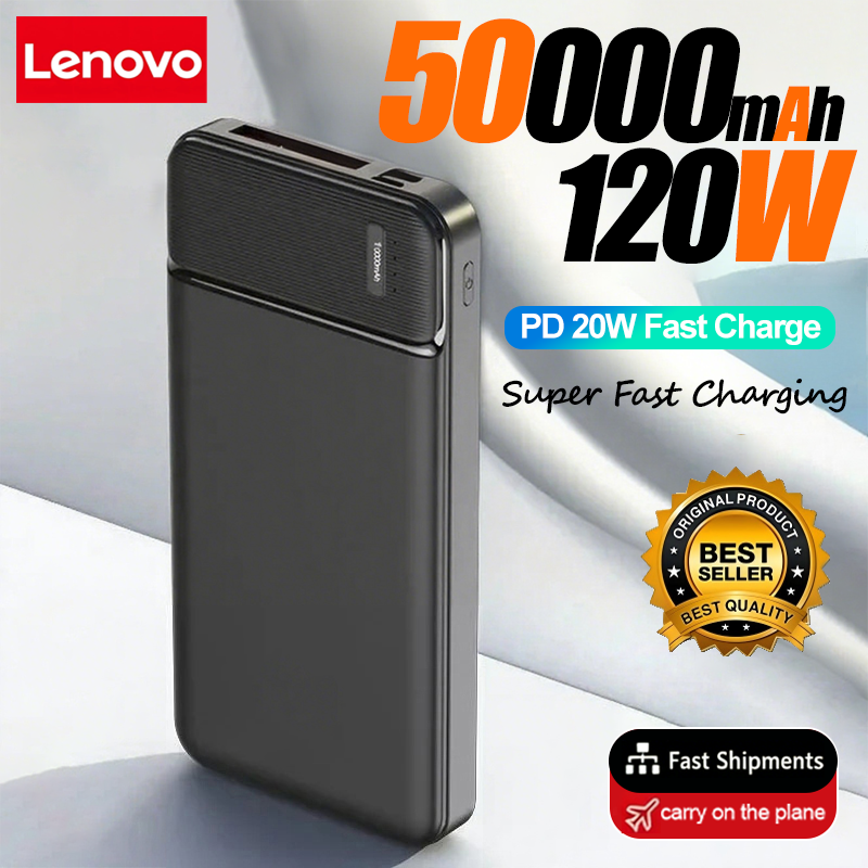 Thumbnail: Lenovo 120W 50000mAh Power Bank 12W Portable Fast Charger External Battery Power