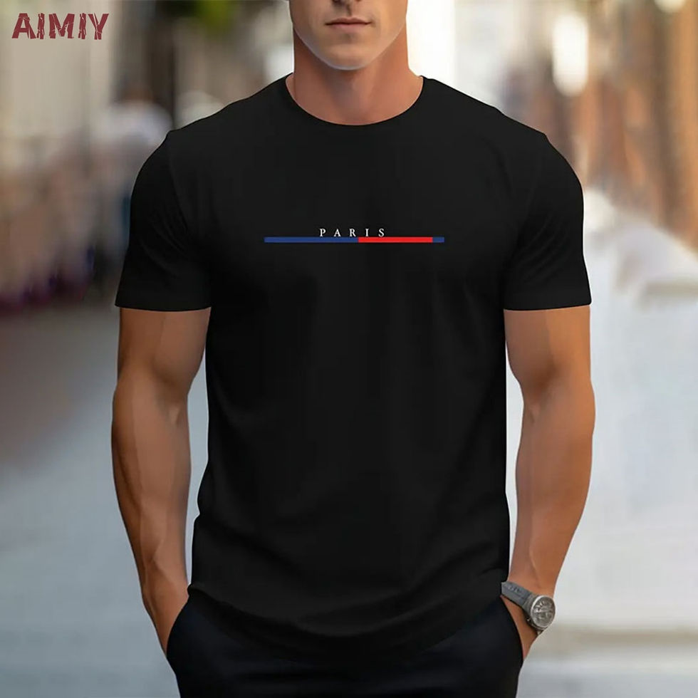 Thumbnail: Summer Men's T-shirt Top Casual Loose Fit Oversized T-shirt PARI Letter Pattern