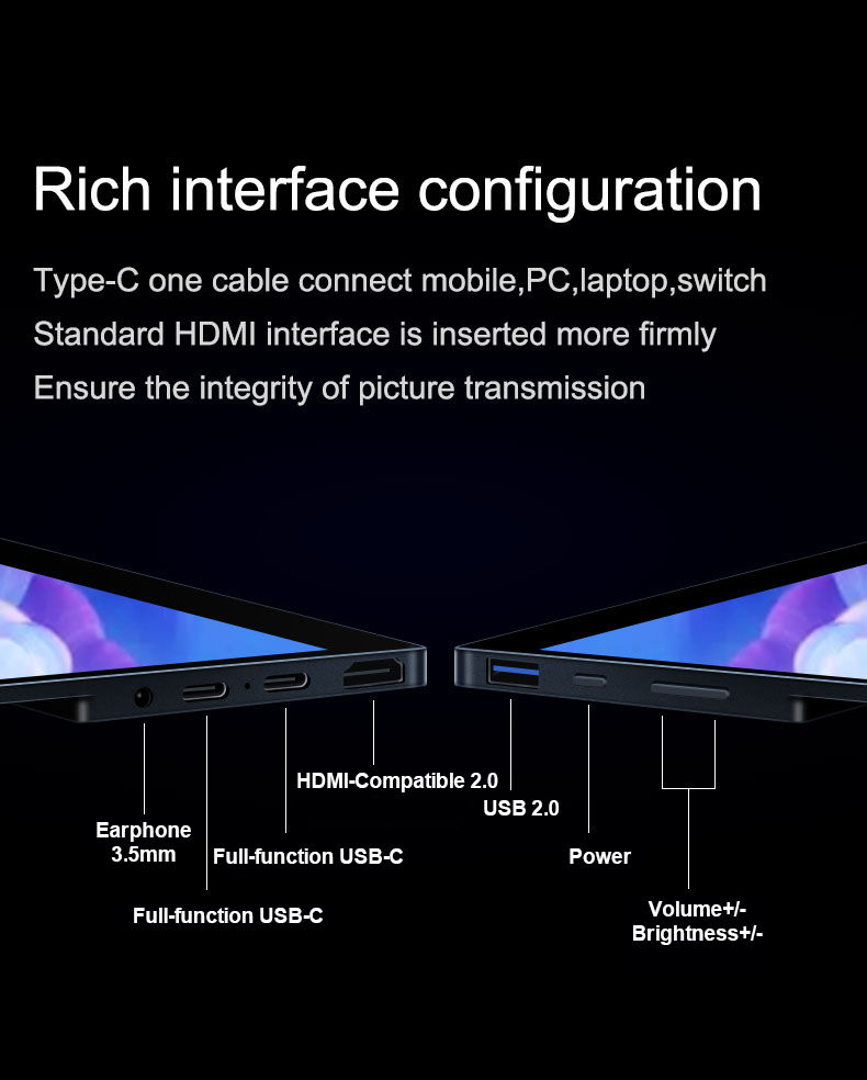 Thumbnail: 15.6 / 13 Inch 4K OLED Touch Screen Portable Monitor 550Nit USB-C HDMI-Compatibl