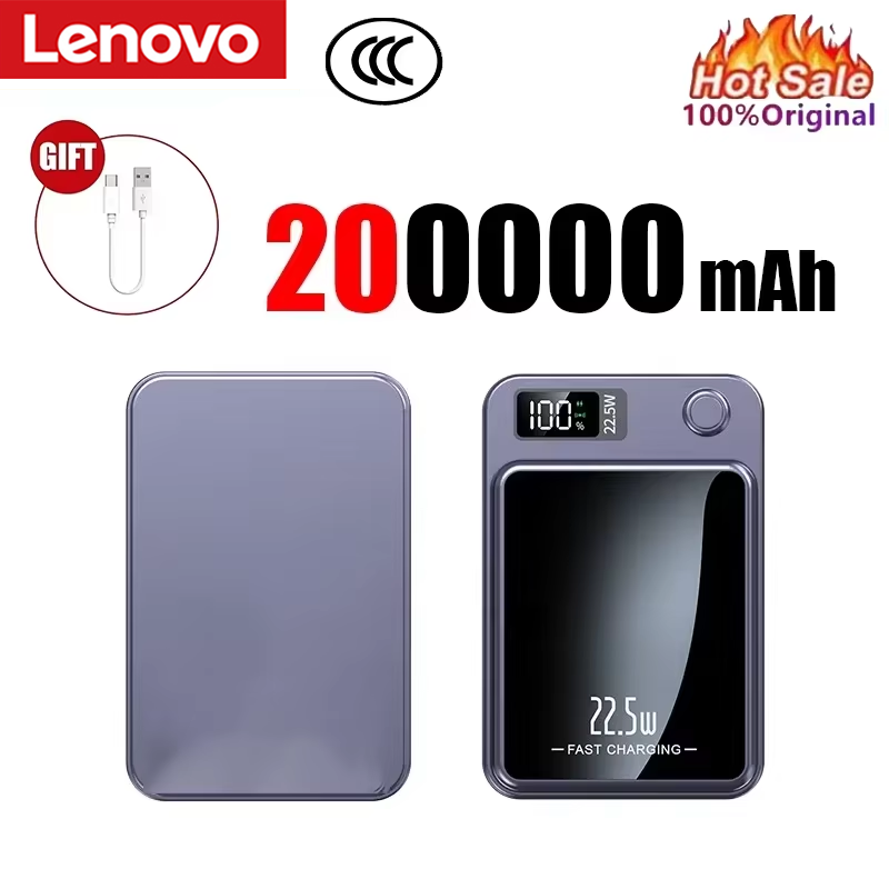 Thumbnail: Lenovo 2026 200000mAh Magnetic Wireless Power Bank Portable Fast Charger For Mag