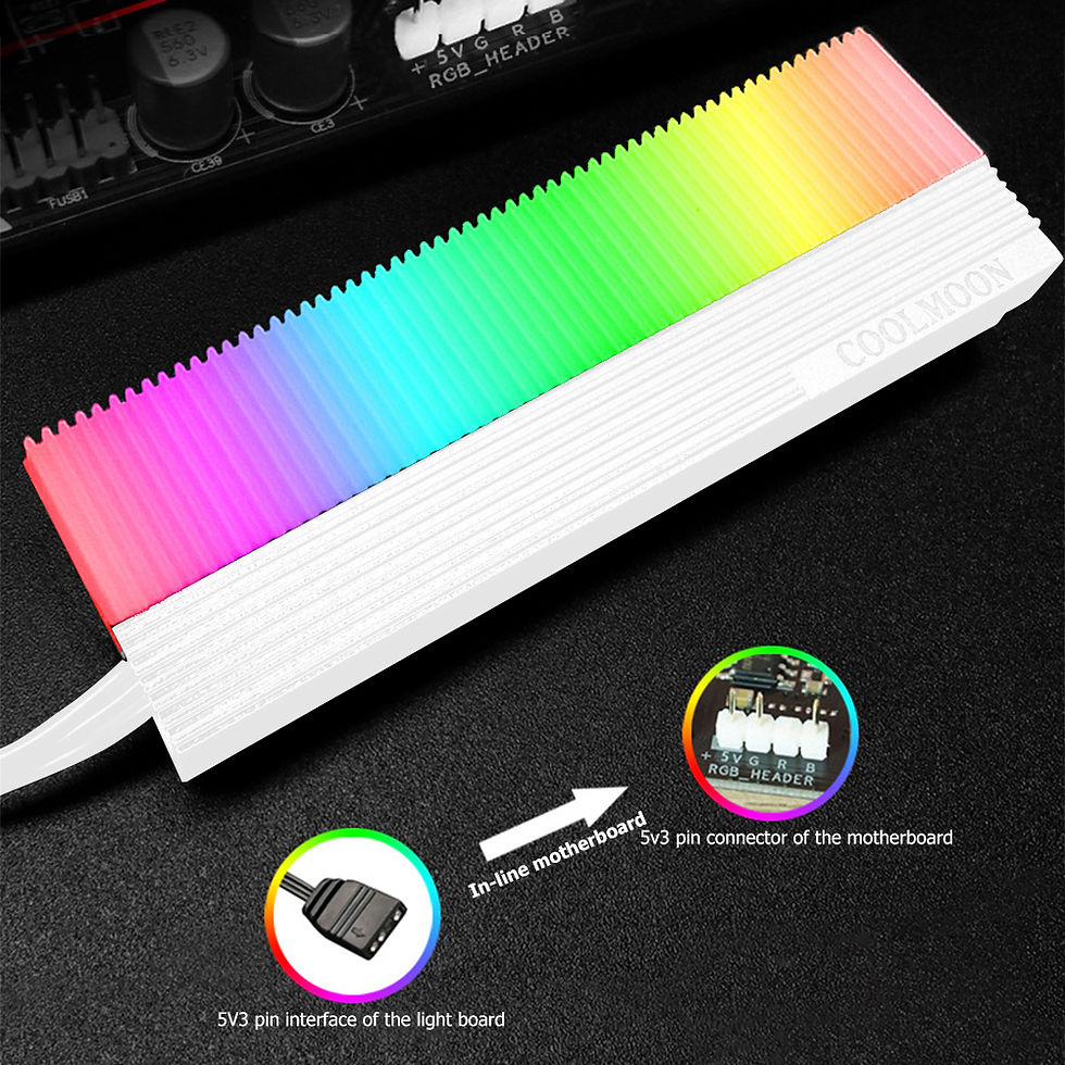 Thumbnail: COOLMOON CM-M2A M.2 2280 SSD Heatsink Cooler with Thermal Pad 5V 3PIN ARGB NVME 