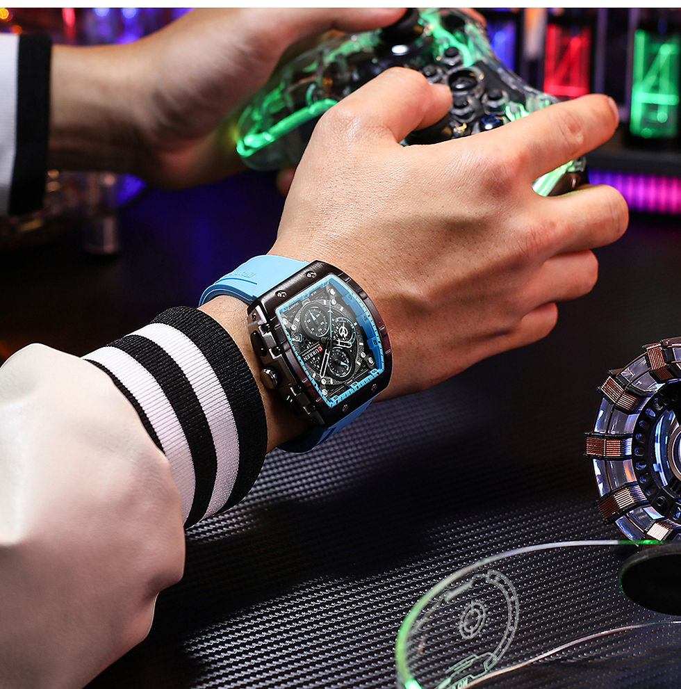 Thumbnail: CURREN Fashion Sports Watches with Large Dial Unique RectangularHollow Design Qu