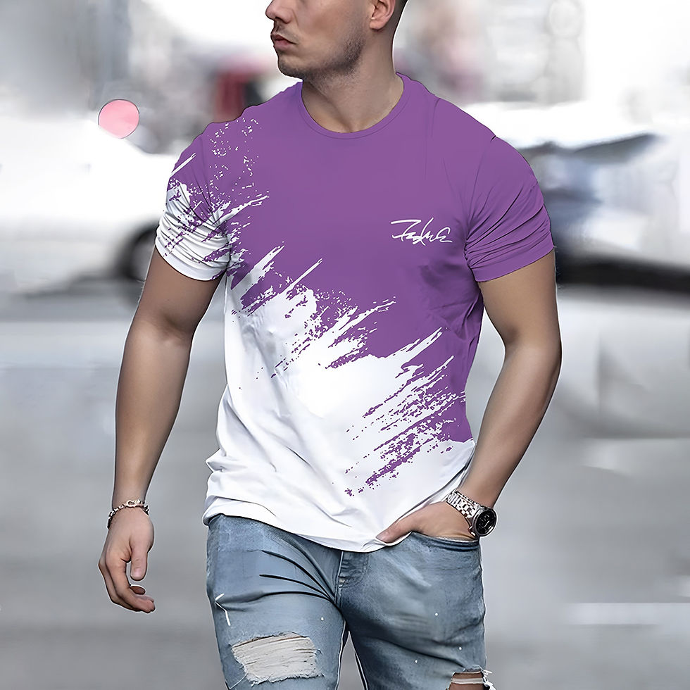 Thumbnail: Summer Men's T Shirt Casual Round Neck Loose Tops Fashion Color Contrast Print T