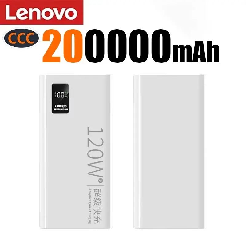 Thumbnail: Lenovo Large Capacity 500000mAh 120W Powerbank Fast Charging LEDPower Bank Porta