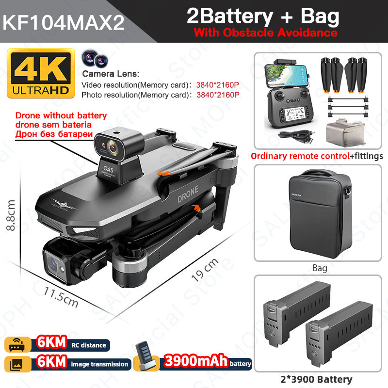 Thumbnail: KF104 /KF104MAX2 Professional Drone With 4K Camera 3-Axis Gimbal WIFI 360 Obstac