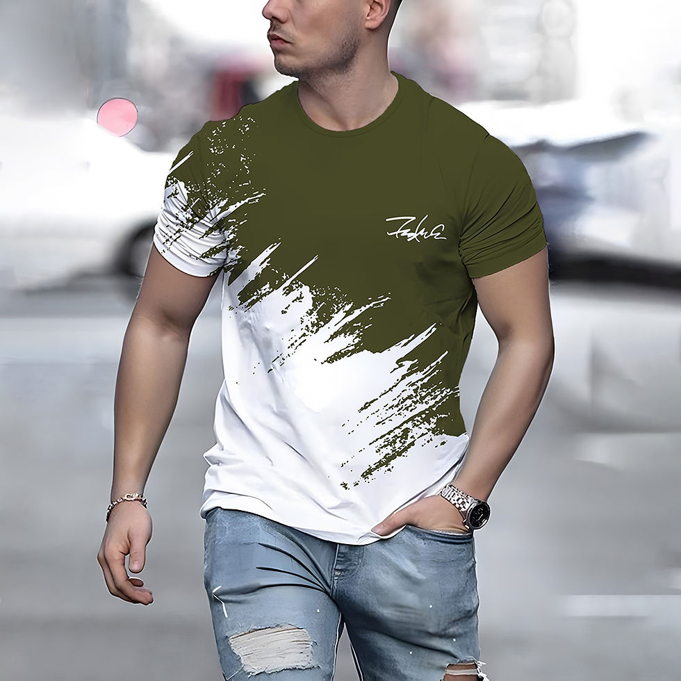 Thumbnail: Summer Men's T Shirt Casual Round Neck Loose Tops Fashion Color Contrast Print T