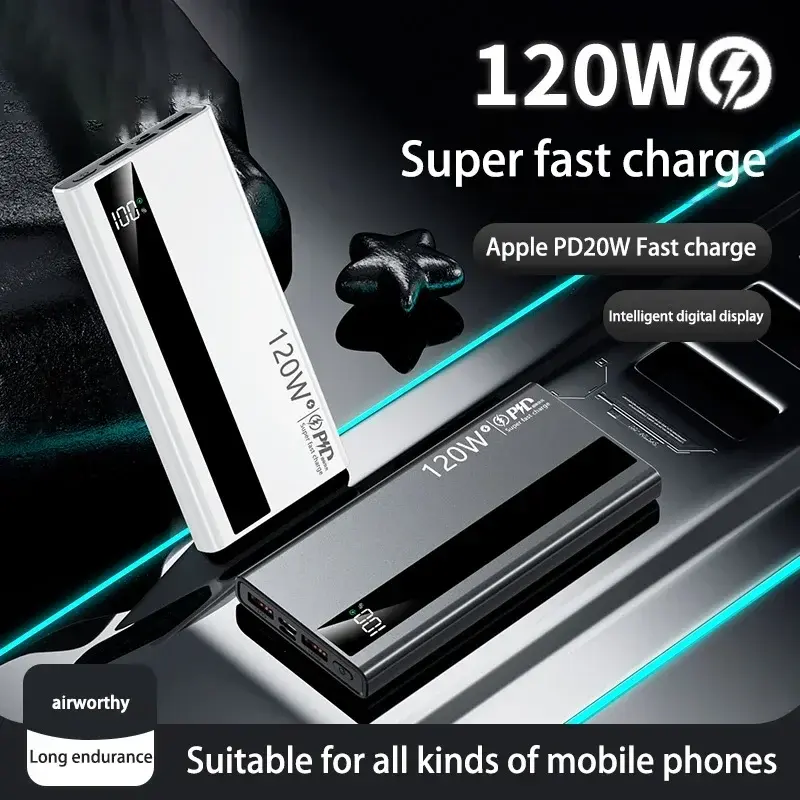 Thumbnail: Lenovo 200000mAh Powerbank 120W Super Fast Charging Portable Battery Charger Ult