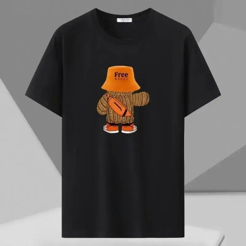 Thumbnail: Mens T-shirt Printed Tee Plus Size 110-180kg 5XL 6XL 7XL Black T Shirts Round Ne