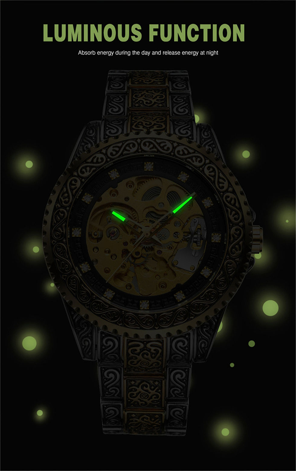 Thumbnail: Forsining 378B High-End Men's Watches Waterproof Steel Gold Clock Automatic Mech