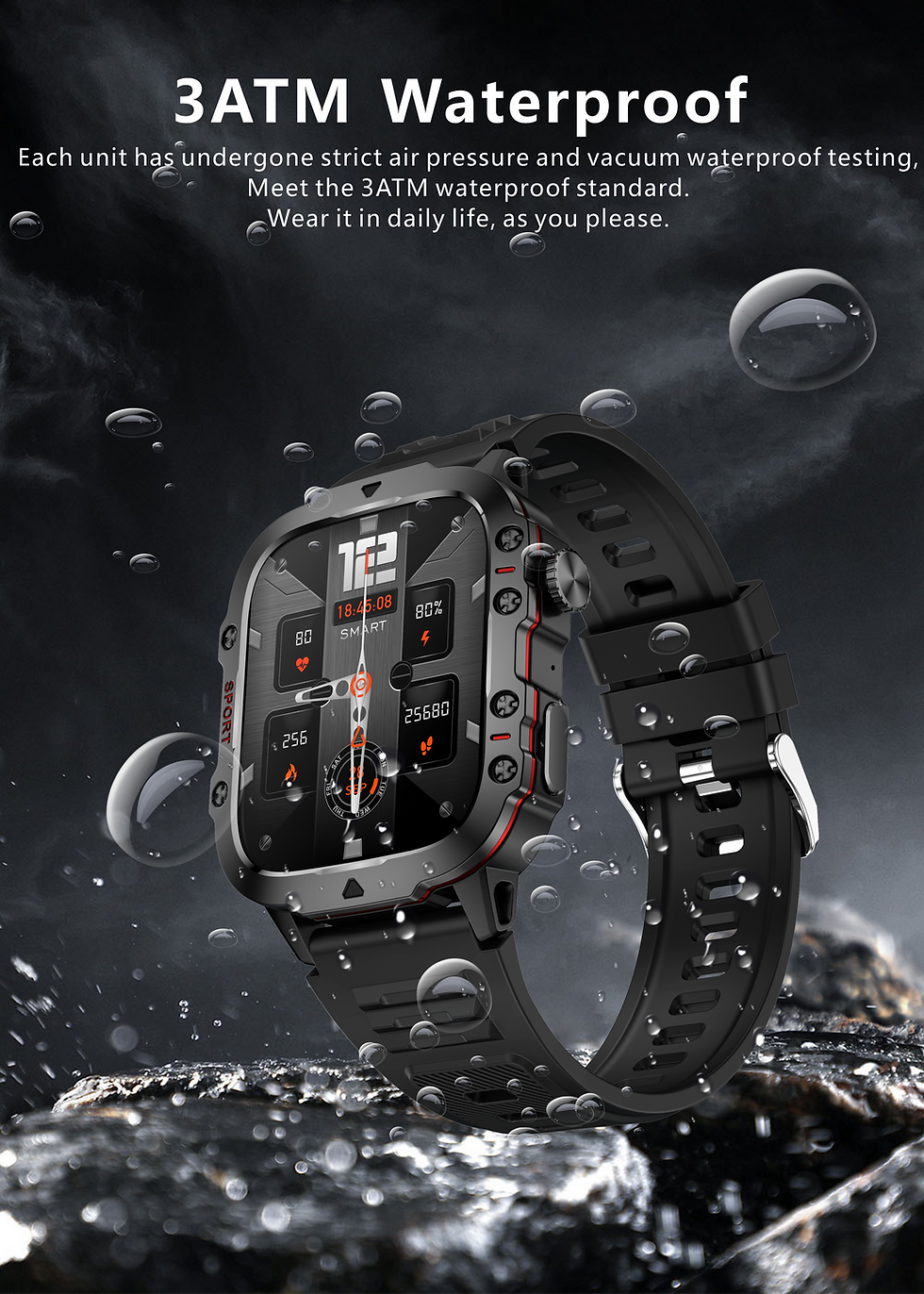 Thumbnail: Original Men Smart Watch Bluetooth Call Fitness Clock 3ATM IP68 Swim Waterproof