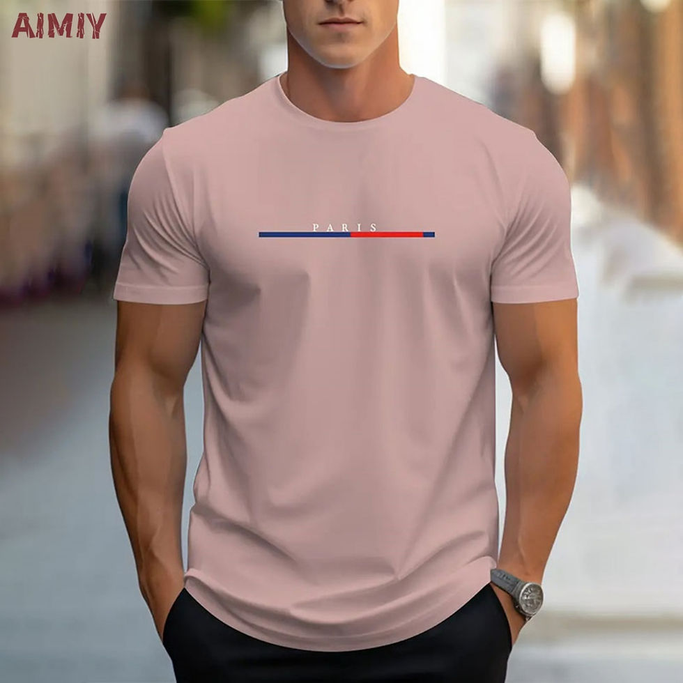 Thumbnail: Summer Men's T-shirt Top Casual Loose Fit Oversized T-shirt PARI Letter Pattern