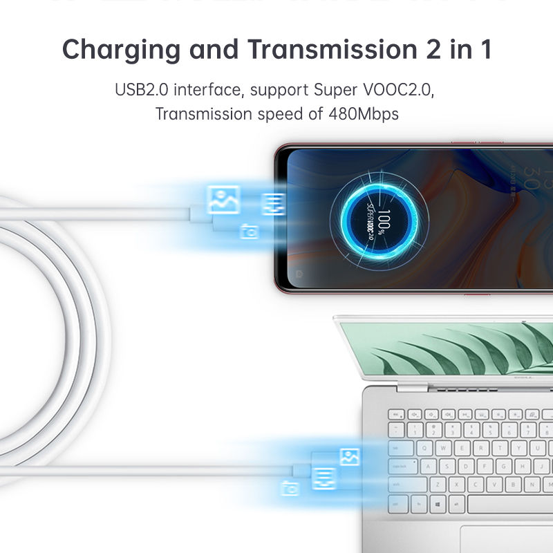 Thumbnail: 2M OPPO 65W 6A 5A Original Type C Cable Supervooc USB C Wire Kable For OPPO Find