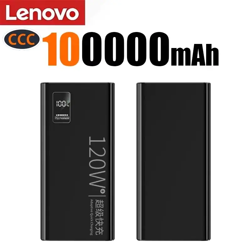 Thumbnail: Lenovo Large Capacity 500000mAh 120W Powerbank Fast Charging LEDPower Bank Porta