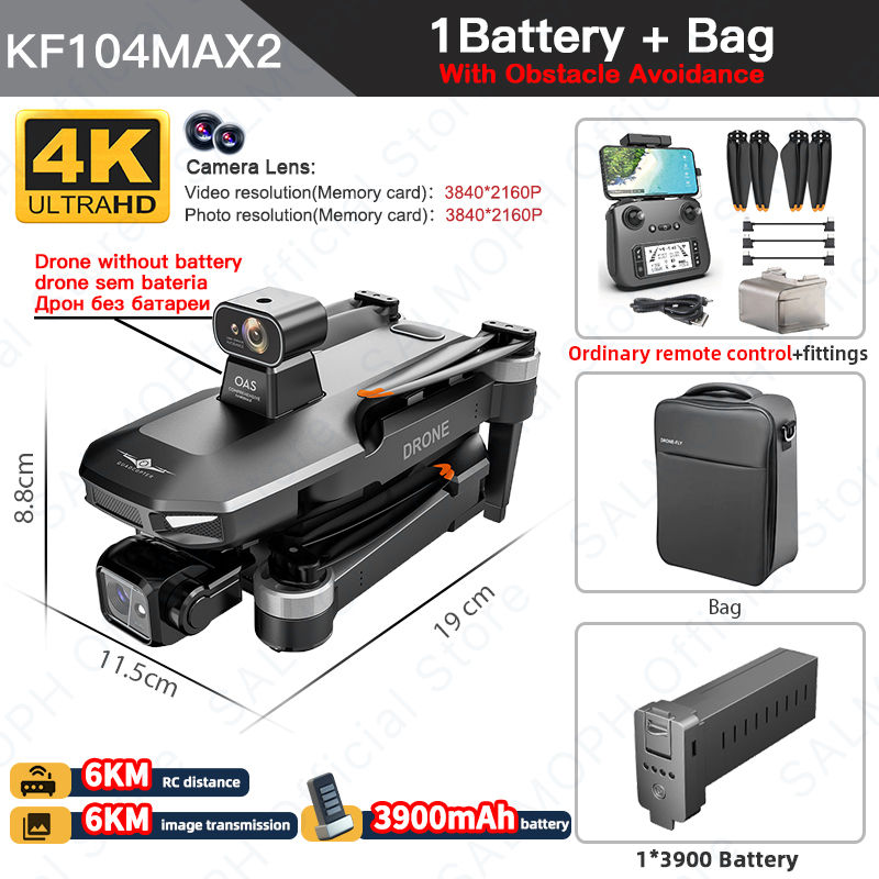 Thumbnail: KF104 /KF104MAX2 Professional Drone With 4K Camera 3-Axis Gimbal WIFI 360 Obstac