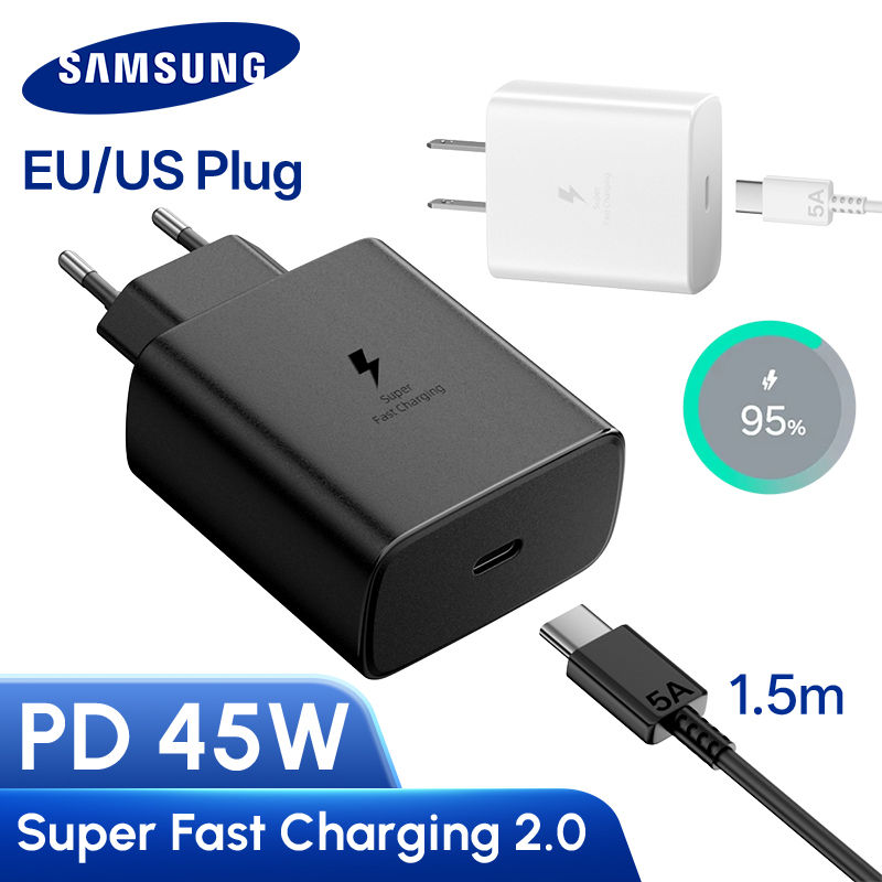 Original Samsung Charger 45w Super Fast Charge EU US Adapter USB C Samsung Galax