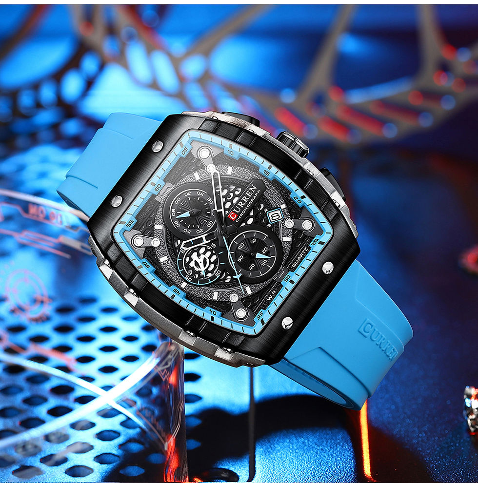 Thumbnail: CURREN Fashion Sports Watches with Large Dial Unique RectangularHollow Design Qu