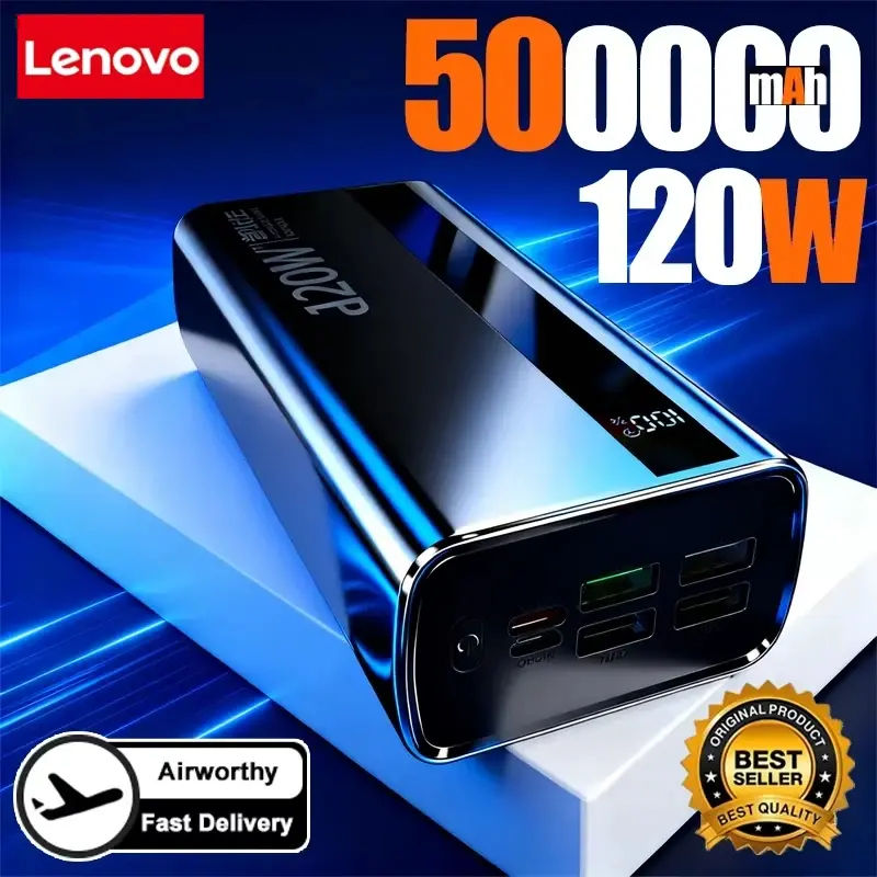 Thumbnail: Lenovo 200000mAh Powerbank 120W Super Fast Charging Portable Battery Charger Ult