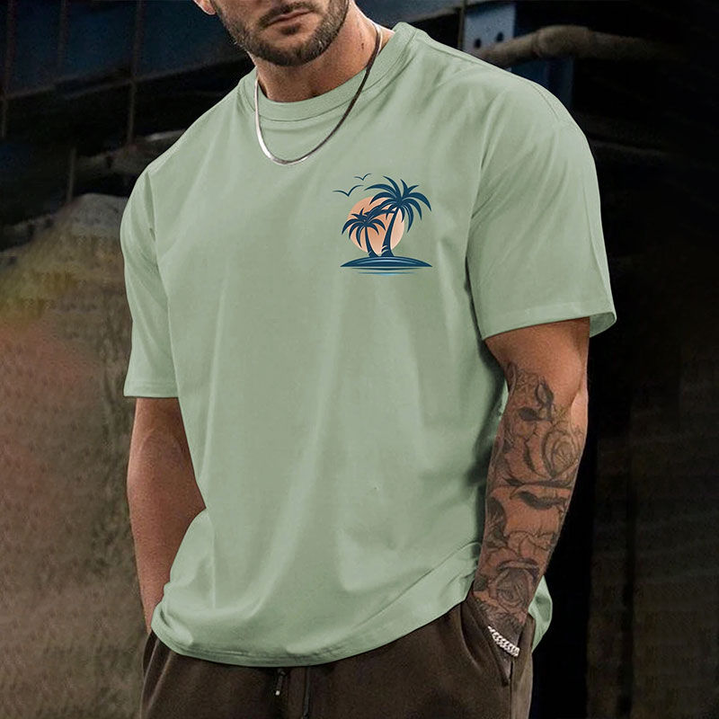 Fashion Men's Temperament Solid Color T Shirt Classic Basic Short Sleeve T Shirt