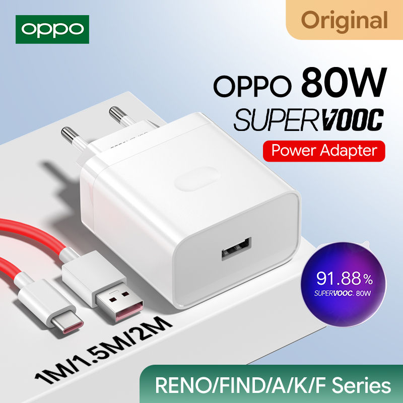 OPPO 80W SuperVOOC Charger EU US Fast Charging Adapter USB Type C Cable OPPO Fin
