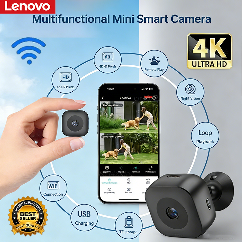 Lenovo 4K Mini Security Camera Full Color Night Vision High Definition WiFi Moni