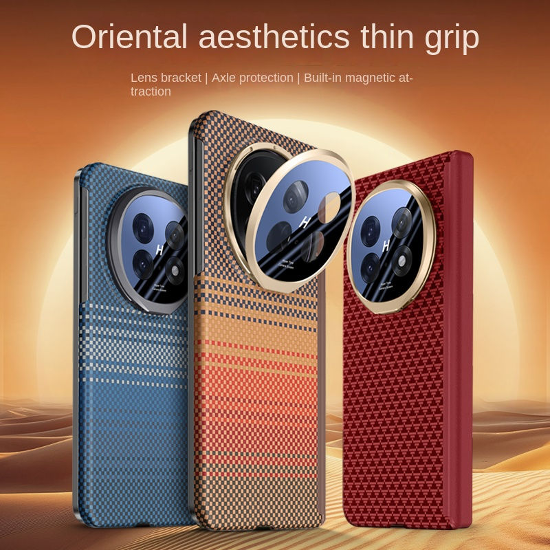 For OPPO Find N5 Line Textured Slim Fiber with Metal Lens Bracket Magnetic Drop