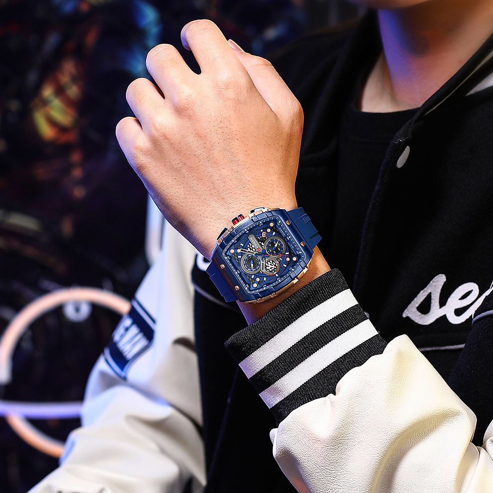 Thumbnail: CURREN Fashion Sports Watches with Large Dial Unique RectangularHollow Design Qu