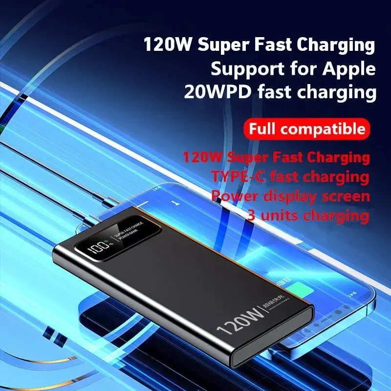 Thumbnail: Lenovo 500000mAh Power Bank 120W Super Fast Charging Battery High Capacity Digit