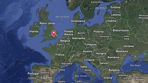 Mapa da Europa mostrando onde fica Londres no sudeste da Inglaterra, próxima à França, Bélgica e Holanda