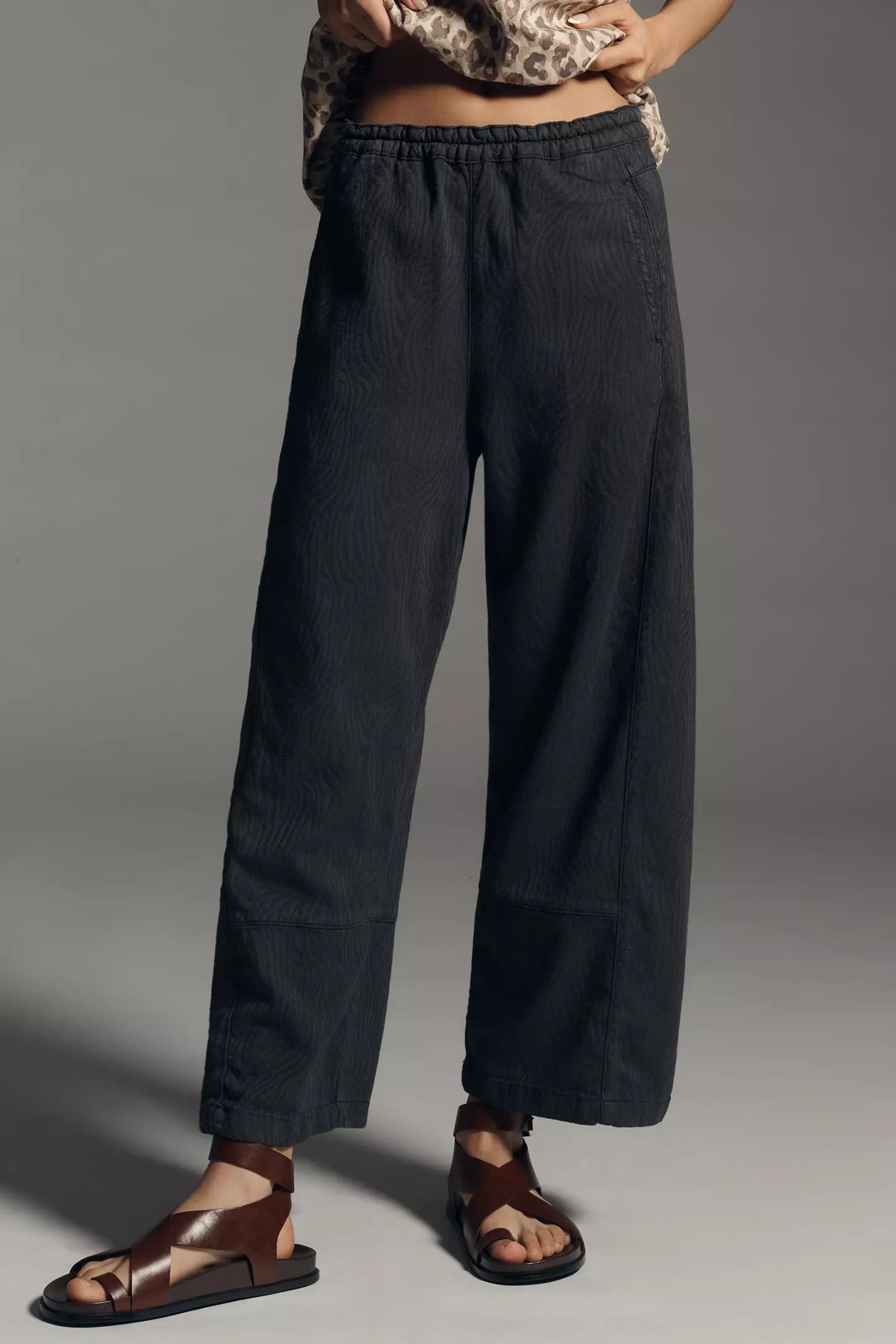 The Izzie Relaxed Pull-On Barrel Trousers by Pilcro: Jacquard Edition