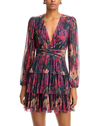AQUA Tiered Mini Dress - Exclusive (floral curta) 