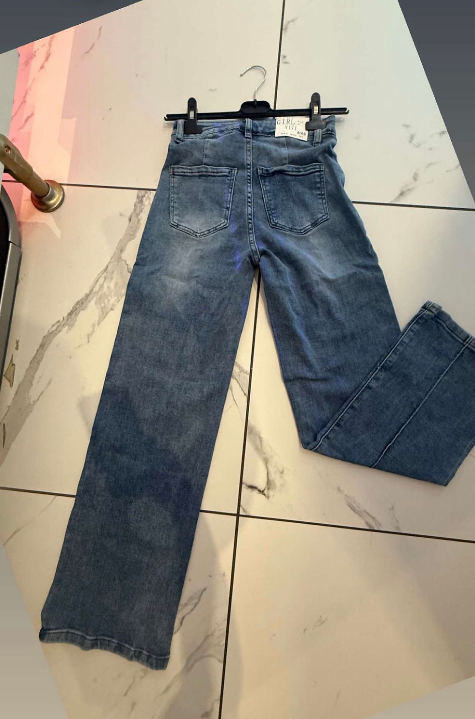 Thumbnail: High waisted straight leg jeans