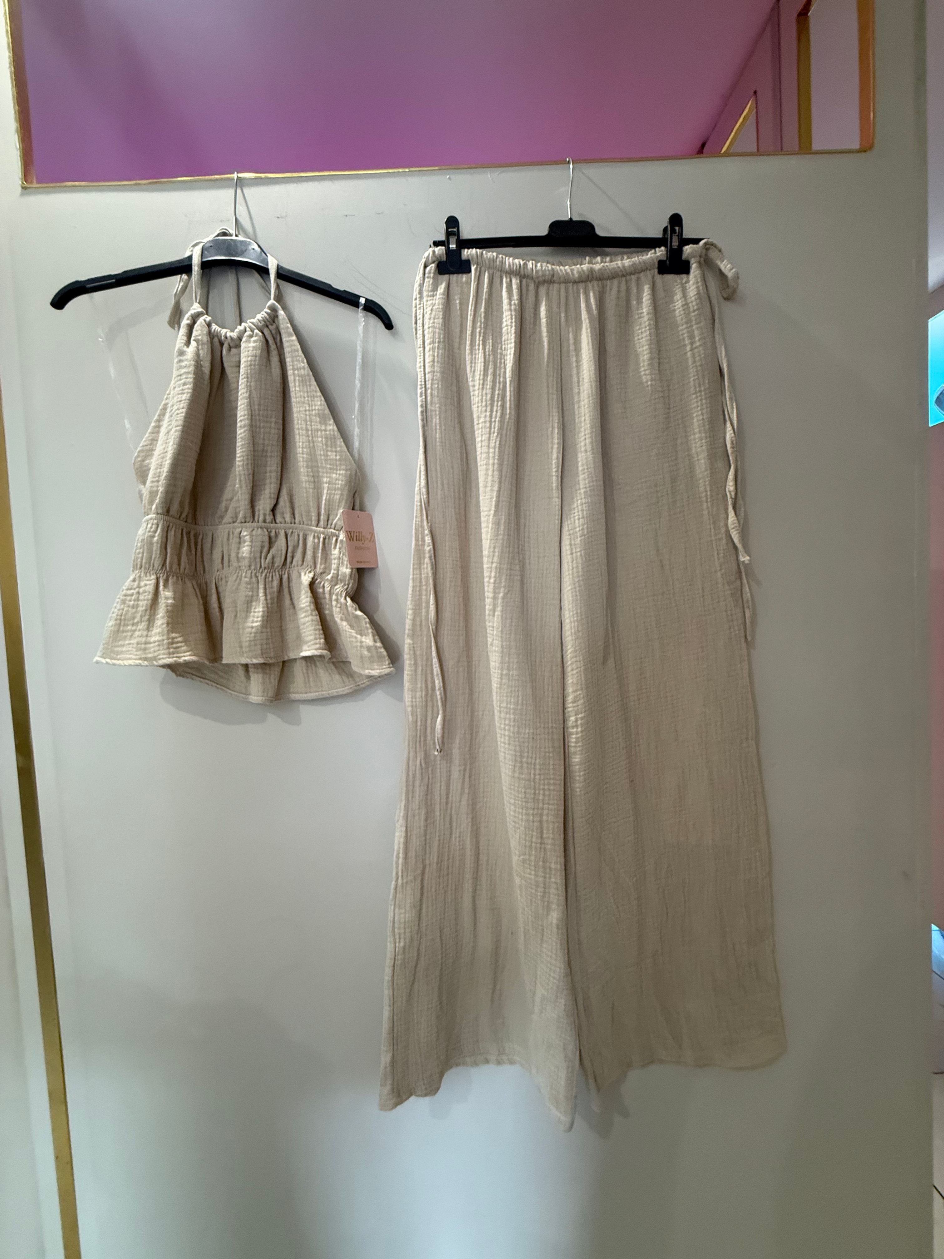 Cream tie up co-ord