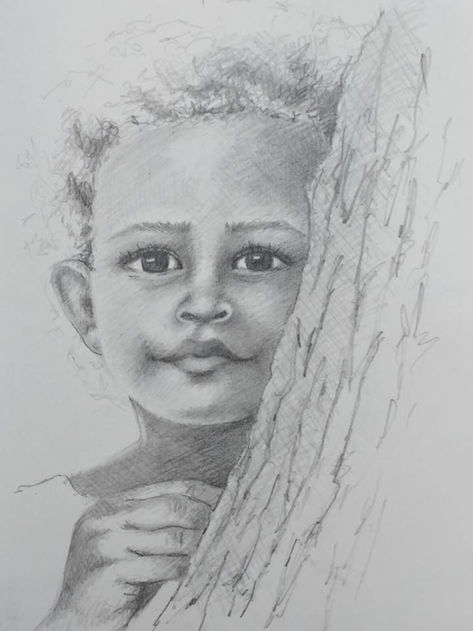 Sketch of a curious girl.