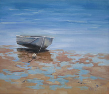 Waiting for the Tide, oil, 40 x 40cm