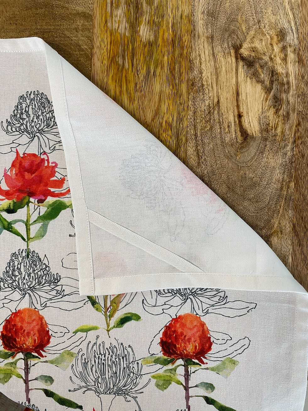 Thumbnail: Tea Towel - Waratah Splendour - with white border