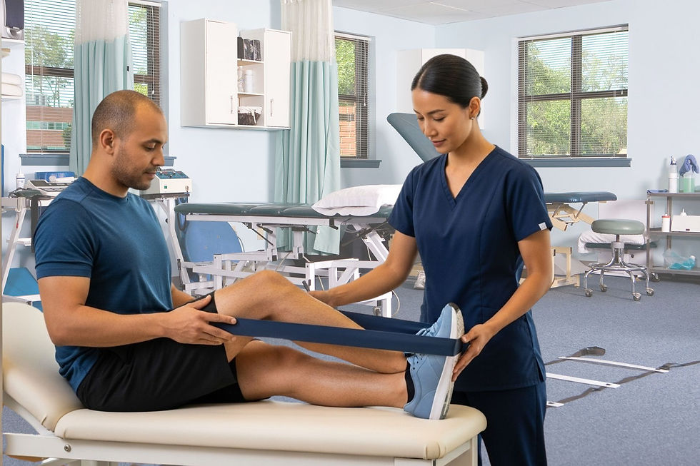 Ortopedista realizando rehabilitación muscular