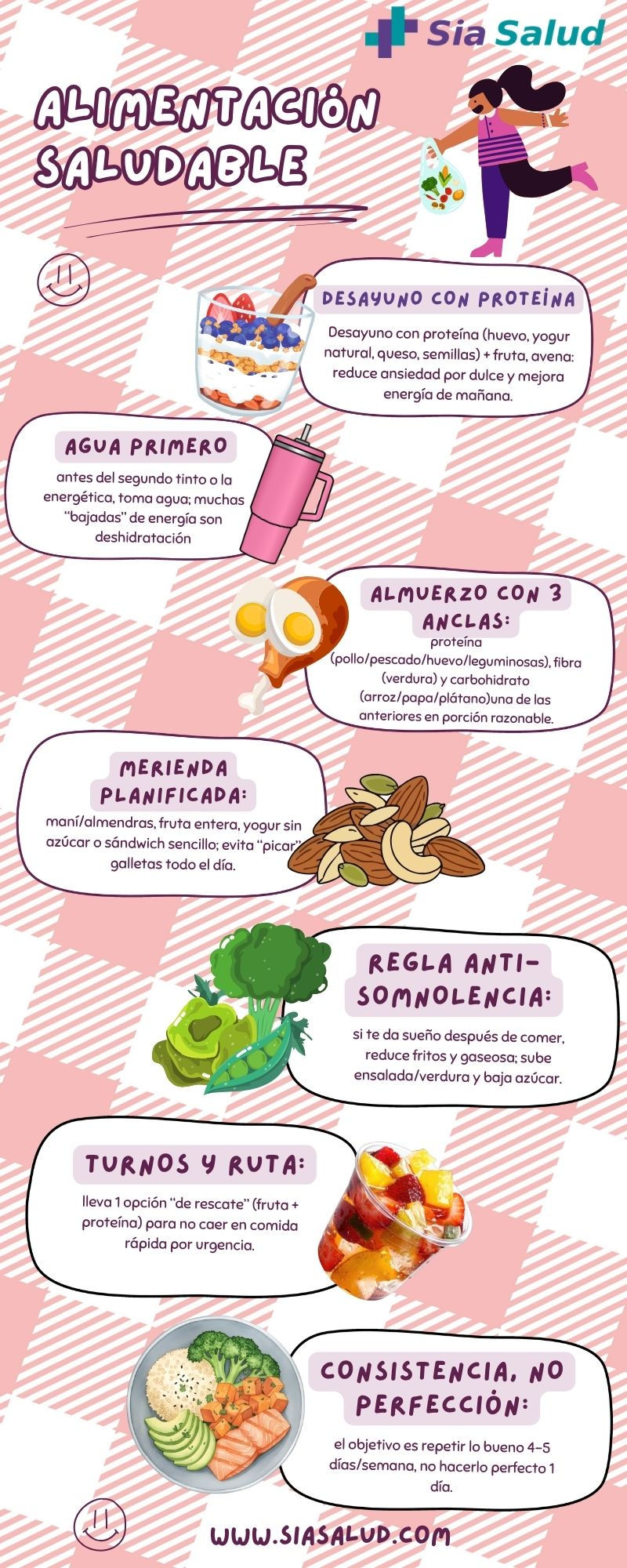 Infografia recomendaciones alimentación saludable