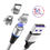 Thumbnail: Silver Magnetic 3-in-1 USB fast charging cable with interchangeable USB-C, Micro-USB, and Lightning tips. Supports 5A chargin