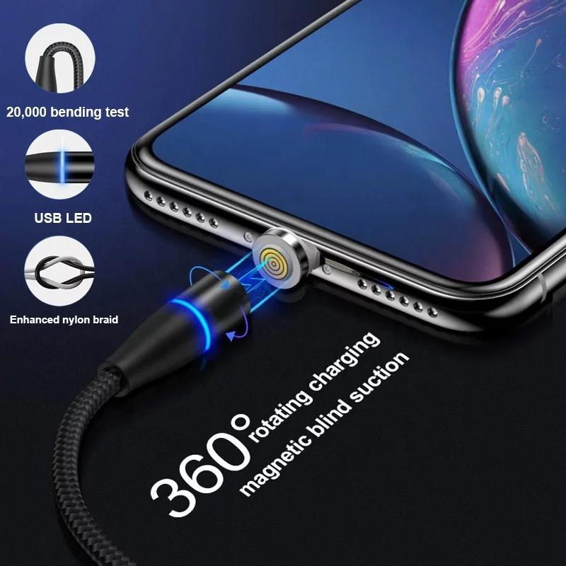 Magnetic 3-in-1 USB fast charging cable with interchangeable USB-C, Micro-USB, and Lightning tips. Supports 5A charging and h