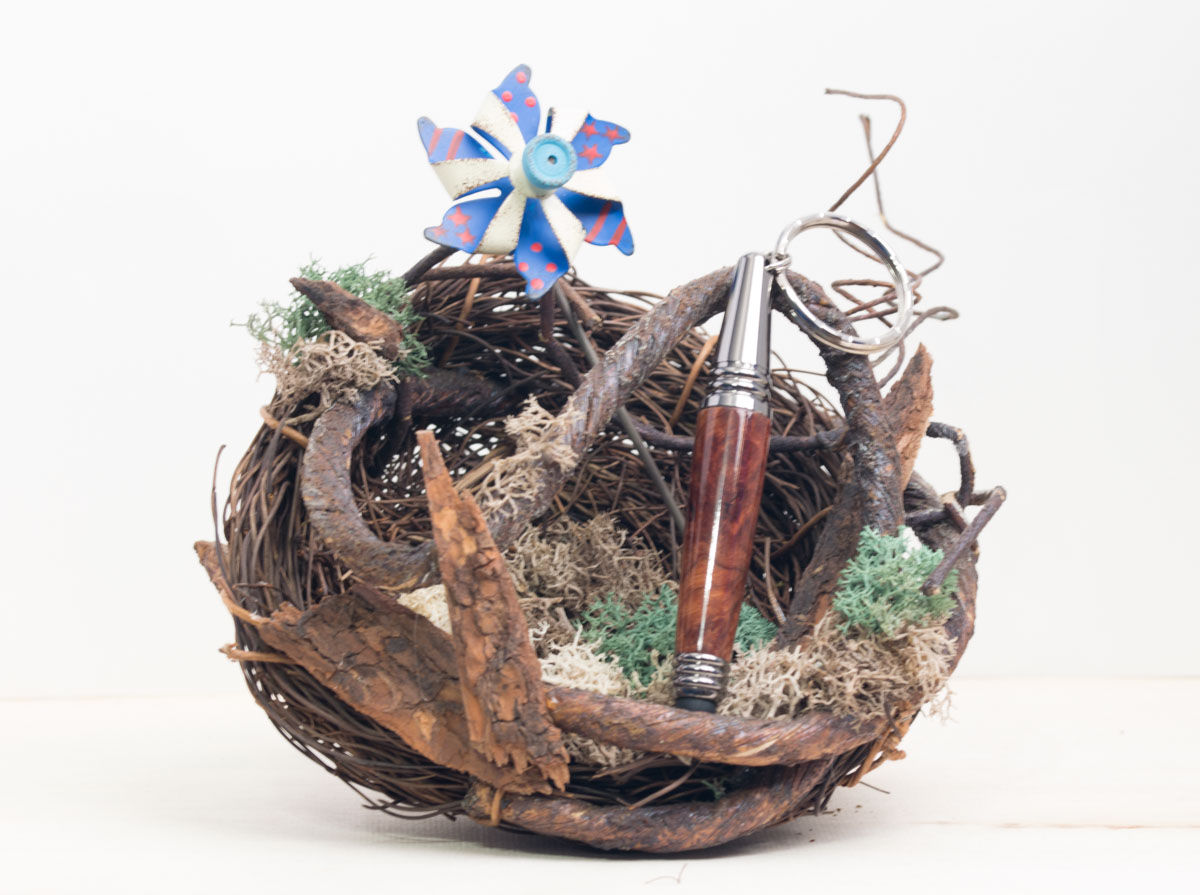 Redwood Lace Burl Keychain and Stylus