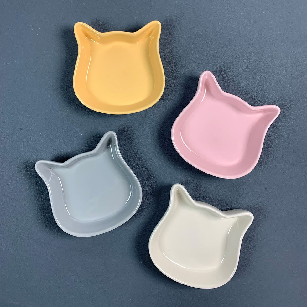 Thumbnail: 12 pcs - 4-Color Assorted Cat-Face Bowl