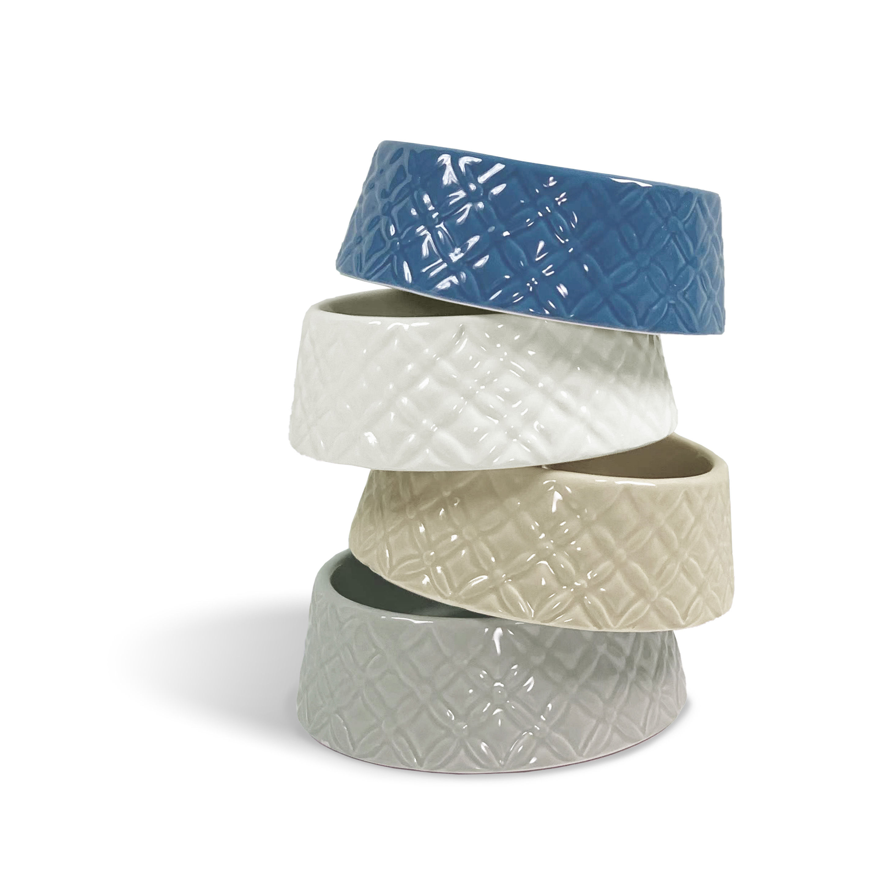 12 pcs - 4-Color Assorted Pet Bowl Embossed