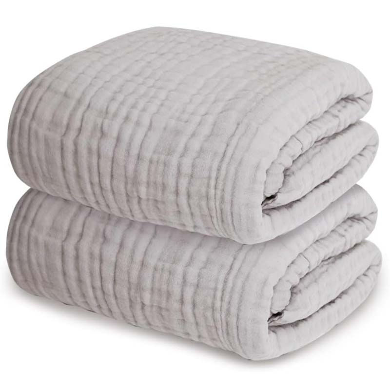 Keratta Baby Bath Towel | 6-Ply Cotton Gauze | 41.3 x 41.3 inches (105 x 105 cm) | Set of 2 (Gray)