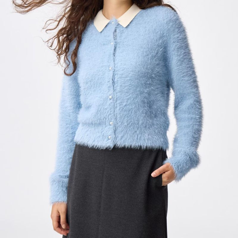 Thumbnail: GU Shiny Crew Neck Cardigan Z — 358020