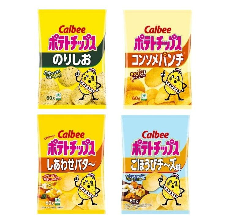 Calbee Potato Chips – Assorted Flavor Set (4 Bags)