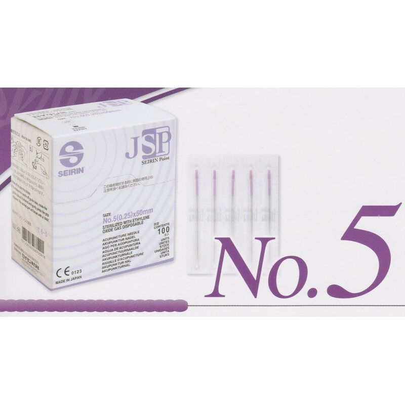 Seirin Disposable Acupuncture Needle JSP Type – 0.25 mm × 50 mm – Size No.5 – 100 Pieces