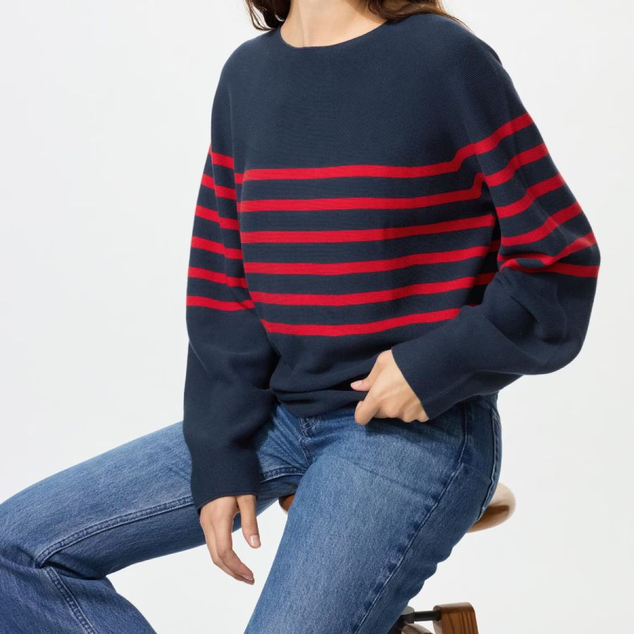 UniQlo U 3D Cotton Crew Neck Volume Sleeve Sweater 484504