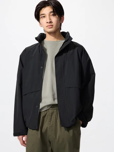 anuke*Standcollar Zip Blousonアイボリー Cotton Hemp Stretch Stand Collar Jacket | EILEEN FISHER