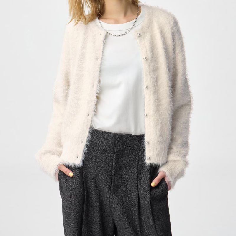 Thumbnail: GU Shiny Crew Neck Cardigan Z — 358020